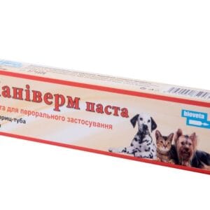 Антигельмінтна паста КАНІВЕРМ для собак і котів у шприц-тубі.