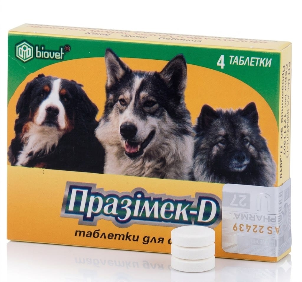 prazimec-d-tabletky-sobak-hlystiv-klishchiv Таблетки Празімек-D для комплексного захисту собак від паразитів.